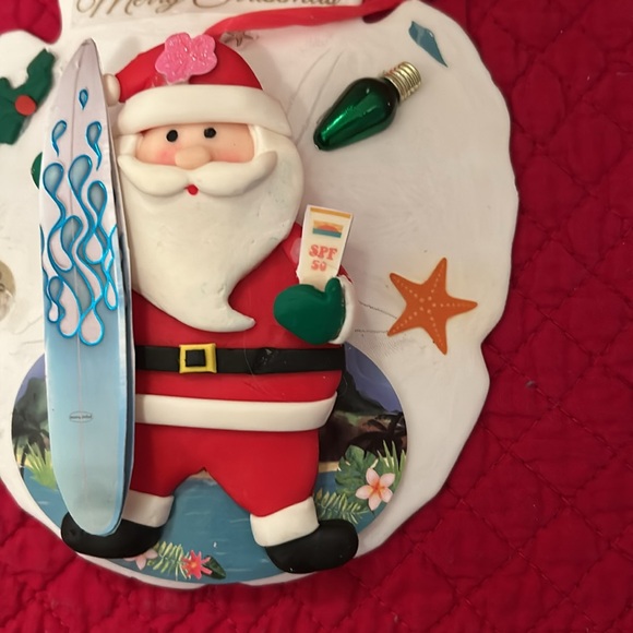 Handmade Sand dollar surfing Santa ornament - Picture 4 of 6